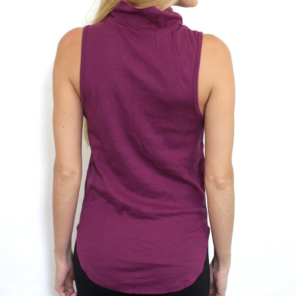 FREE PEOPLE sleeveless top mock turtle neck women's size M magenta - Picture 2 of 9